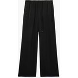 Koton Aerobin Kumaş Straight Fit Cepli Düz Geniş Paça Saten Pantolon - Siyah - 42