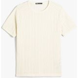 Koton Ajurlu Bisiklet Yaka Kısa Kollu Regular Fit Ekru Kadın T-shirt