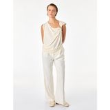 Koton Aksesuar Detaylı Asimetrik Dökümlü Degaje Yaka Kolsuz Bluz - Ekru