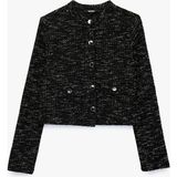 Koton Aplikeli Bisiklet Yaka Uzun Kollu Tüvit Ceket - XL - Siyah