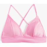 Koton Arkası Çapraz Askılı Bağlama Detaylı Bralet Bikini Üst - Pembe - 36