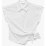 Koton Asimetrik Bağlama Detaylı Slim Fit Kısa Kollu Poplin Gömlek - 34 - Beyaz