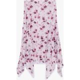 Koton Asimetrik Kesim Çiçekli Uzun Tül Etek - Pembe - 2XL