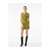 Koton Asimetrik Yaka Metal Aksesuarlı Kolsuz Drapeli Bodycon Mini Abiye Elbise