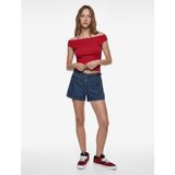 Koton Asimetrik Yaka Slim Fit Pamuklu Kolsuz Bluz - Kırmızı