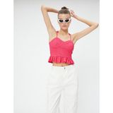 Koton Askılı Atlet Balenli Fırfır Detaylı Işlemeli Slim Fit - Pembe