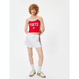 Koton Askılı Atlet Slogan Baskılı Bisiklet Yaka Slim Fit - Kırmızı
