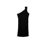 Koton Astarlı Aksesuar Detaylı Slim Fit Drapeli Mini Tek Omuz Elbise