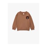 Koton Ayıcık Nakışlı Kahverengi Erkek Bebek Sweatshirt 6Wmb10006Tk