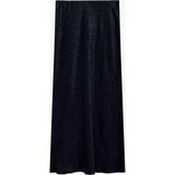 Koton Balık Kesim Dokulu Midi Saten Etek - Lacivert - 38