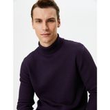 Koton Balıkçı Yaka Kazak Triko Slim Fit Dokulu Uzun Kollu - Mor
