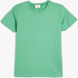 Koton Basic Bisiklet Yaka Tişört Kısa Kollu Yeşil Pamuklu Erkek Çocuk Günlük Stil Regular Fit - 7 - 8 Yaş