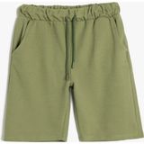 Koton Basic Cepli Beli Bağcıklı Şort Erkek Çocuk Yazlık Desensiz Rahat Fit - 5 - 6 Yaş - Yeşil