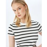 Koton Basic Çizgili Bisiklet Yaka Kısa Kollu Kaşkorse Slim Fit Kadın Tişört