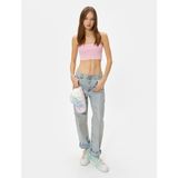 Koton Basic Crop Atlet Ince Askılı Ribanalı Pamuklu Slim Fit - Pembe - XS