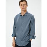 Koton Basic Gömlek Slim Fit Yarım Italyan Yaka Düğmeli - Siyah