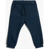 Koton Basic Jogger Eşofman Altı Şardonlu Beli Bağlamalı Cepli Pamuklu - 6 - 9 Ay - Mavi