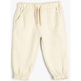 Koton Basic Jogger Pantolon Erkek Çocuk İçin Ekru Renk Viskon Kumaş Cepli Tasarım - 9 - 12 Ay