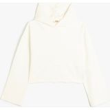 Koton Basic Kapşonlu Sweatshirt Uzun Kollu Ekru Renk Kız Çocuklar İçin Pamuklu Şardonlu - 6 - 7 Yaş