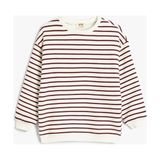 Koton Basic Sweatshirt Uzun Kollu Bisiklet Yaka Pamuklu - 5 - 6 Yaş - Bordo Çizgili