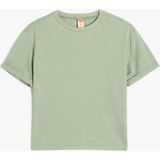 Koton Basic T-Shirt Kısa Kollu Yeşil Pamuk Karışımlı Erkek Çocuk Regular Fit Düşük Omuz - 4 - 5 Yaş