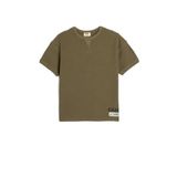Koton Basic Tişört Kısa Kollu Bisiklet Yaka Dokulu Pamuklu, 7-8 Yaş, 5SKB10023TK, Haki, Erkek