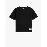 Koton Basic Tişört Kısa Kollu Bisiklet Yaka Dokulu Pamuklu, 7-8 Yaş, 5SKB10023TK999, Siyah, Erkek