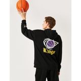 Koton Basketbol Baskılı Kapüşonlu Tişört - Siyah - M