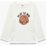 Koton Basketbol Baskılı Uzun Kollu Pamuklu Tişört Erkek Çocuk Günlük Stil Regular Fit - Beyaz - 9 - 12 Ay