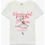Koton Baskılı Ekru Kız Çocuk T-Shirt 6SKG10110AK - 11 - 12 Yaş