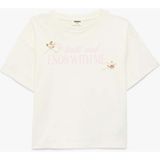 Koton Baskılı Ekru Kız Çocuk T-Shirt 6SKG10213AK - 6 - 7 Yaş
