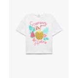 Koton Baskılı Kız Çocuk T-Shirt, 11-12 Yaş, 5SKG10139AK, Beyaz, Kız Çocuklar