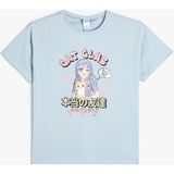 Koton Baskılı Mavi Kız Çocuk T-Shirt 4SKG10525AK - 5 - 6 Yaş