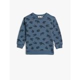 Koton Baskili Pamuklu Bisiklet Yaka Uzun Kollu Sweatshirt 1YMB18207ZK