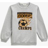 Koton Baskılı Uzun Kollu Bisiklet Yaka Sweatshirt Kız Çocuk İçin Grafik Desenli - 4 - 5 Yaş - Gri
