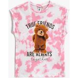 Koton Batik Desenli Kolsuz Pamuklu Kız Çocuk Teddy Bear Baskılı Tişört