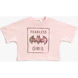 Koton Batman Baskılı Crop Tişört Lisanslı Slogan Temalı Pamuklu - 5 - 6 Yaş - Pembe