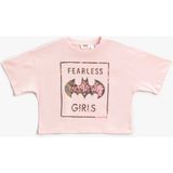 Koton Batman Baskılı Crop Tişört Lisanslı Slogan Temalı Pamuklu - 7 - 8 Yaş - Pembe