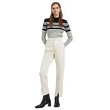 Koton Bayan Yarım Turtleneck Slim Fit Süveter, Ekru Şerit (0s1), XL