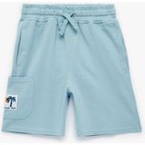 Koton Beli Bağcıklı Bermuda Kargo Cepli Şort Erkek Çocuk Desensiz Regular Fit - Mavi - 11 - 12 Yaş