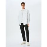Koton Beli Bağcıklı Cep Detaylı Viskon Karışımlı Slim Fit Pantolon - 42 - Siyah - Klasik