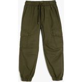 Koton Beli Bağcıklı Cepli Jogger Kargo Pantolon - 4 - 5 Yaş - Yeşil - Klasik