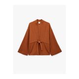 Koton Beli Bağcıklı Uzun Kollu Kruvaze Kimono Ceket