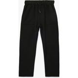 Koton Beli Bağcıklı Viskon Karışımlı Basic Jogger Pantolon - Siyah - Regular - 6 - 7 Yaş