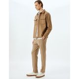 Koton Beli Bağcıklı Viskon Karışımlı Cepli Dikiş Detaylı Chino Eşofman Pantolon - Ekru - Regular - 48