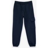 Koton Beli Bağlamalı Basic Jogger Eşofman Altı Erkek Çocuk Polyester Karışımlı Lastikli Paça - 6 - 7 Yaş - Lacivert