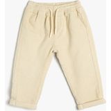Koton Beli Bağlamalı Fitilli Pantolon Erkek Çocuk İçin Pamuklu Orta Kalınlık Özellikli - 3 - 4 Yaş - Regular - Ekru