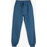 Koton Beli Bağlamalı Pamuklu Jogger Pantolon Erkek Çocuk 2024 Sonbahar - Kış Düz Desen - 4 - 5 Yaş - Mavi - Klasik