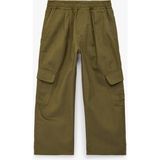 Koton Beli Lastikli Cep Detaylı Pamuklu Gabardin Oversize Kargo Pantolon - Yeşil - 11 - 12 Yaş