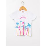 Koton Beyaz Kız Çocuk T-Shirt 6 - 9 Ay Kısa Kol Günlük Stil Grafik Desenli